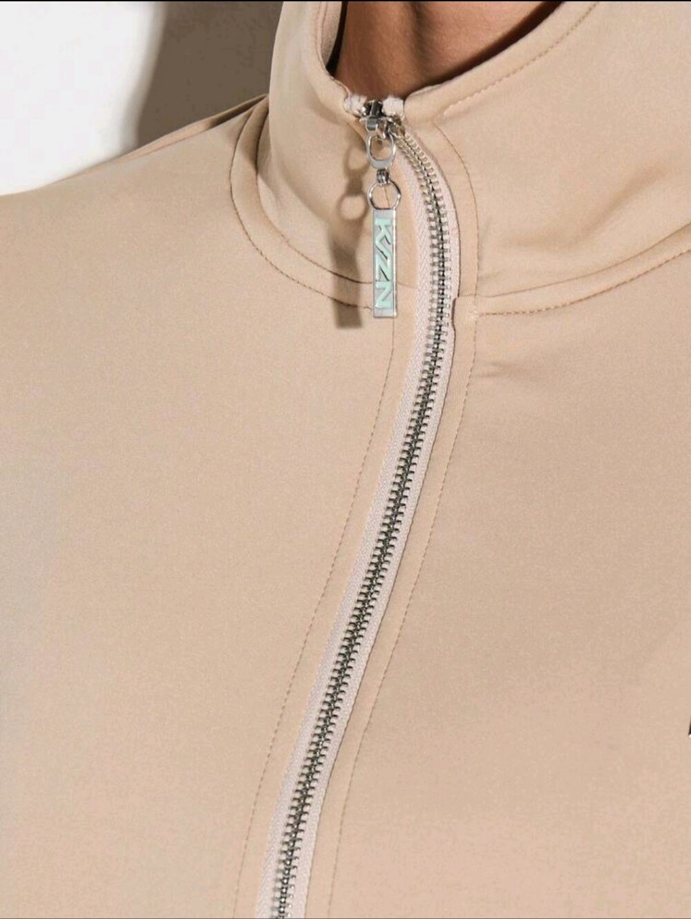 K/ZN Women's Beige Neoprene Double Zip-Up Jacket XL - Picture 4 of 16